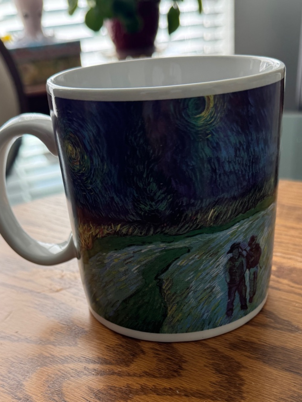 Large Ceramic Coffee Mug Vincent Van Gogh Art Print in Deep Blue-Green